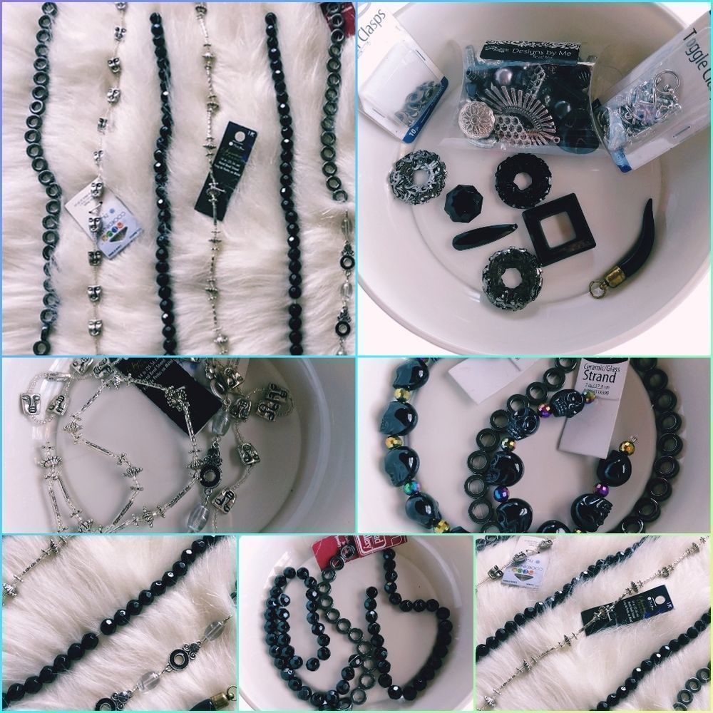 NWT Beads & Pendants...Goth Jewelry Making Lot Of Beads...Clasp And Pendants